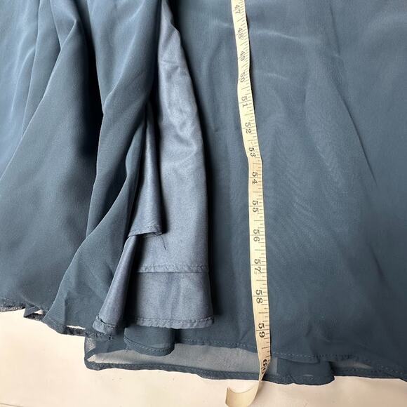 Azazie Aziza Dress Womens A10 Dark Navy A Line V Neck Pleated Chiffon Bridesmaid - Picture 15 of 16